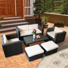 6 PCS Rattan Wicker Sofa Sectional Furniture Set Patio Garden Backyard Gray New