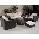 7 PCS Outdoor Patio Rattan Wicker Furniture Set Sectional Sofa Table Cushioned