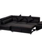 Contemporary Sectional Modern Sofa Bed - Black with Functional Armrest / Back L