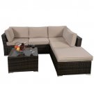 4PCS Wicker Cushioned Patio Rattan Furniture Set Sofa 5 Seat Garden Lawn New