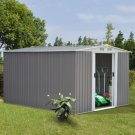 10 x 8FT Garden Storage Shed Tool House Sliding Door Galvanized Steel Gray New