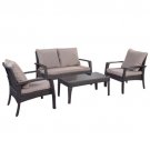 4PC Patio Rattan Furniture Set Tea Table &Chairs Outdoor Garden Steel Frame New