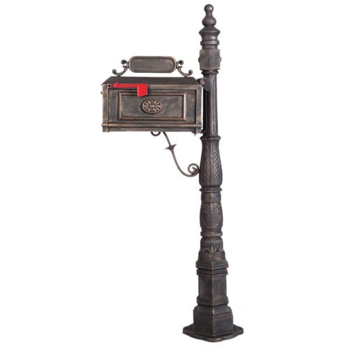 Classic Decorative Cast Aluminum Mail Box Post Mailbox Postal Vertical Pedestal