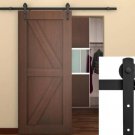 New 6.6 FT Black Modern Antique Style Sliding Barn Wood Door Hardware Closet D79