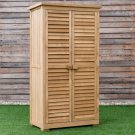 63"" Tall Wooden Garden Storage Shed Shutter Design Fir Wood Lockers Outdoor