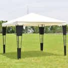 Outdoor 10'x10' Rattan Wicker Gazebo Canopy Tent Shelter Awning W/Beige Cover