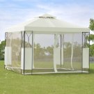 2-Tier 10'x10' Gazebo Canopy Tent Shelter Awning Steel Patio Garden Beige Cover