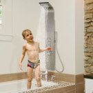 58"" Brushed Stainless Steel Shower Panel Rainfall Waterfall w/Massage Body Jets