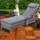 Outdoor Chaise Lounge Chair Recliner Cushioned Patio Furni Adjustable W/Wheels