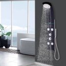 55"" Tempered Glass Rainfall Shower Panel w/ Massage Jets & Hand Shower Black