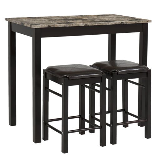 Best Choice Products 3 PC Dining Table Set Includes Table and 2 Stools