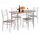 5-Piece Dining Set Wooden Kitchen Table Metal Legs w/ 4 Chairs