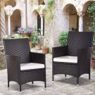 Set Of 2 Patio Chairs Rattan Wicker Dining Arm Seat Cushions Outdoor Indoor