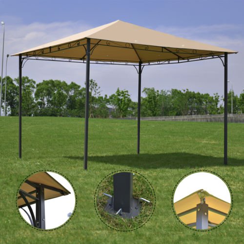 Outdoor 10'x10' Square Gazebo Canopy Tent Shelter Awning Garden Patio Tan