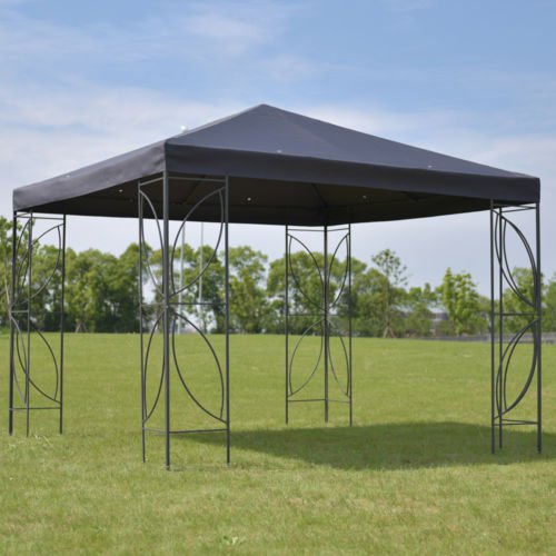 Patio 10'x10' Square Gazebo Canopy Tent Steel Frame Shelter Awning W/Gray Cover