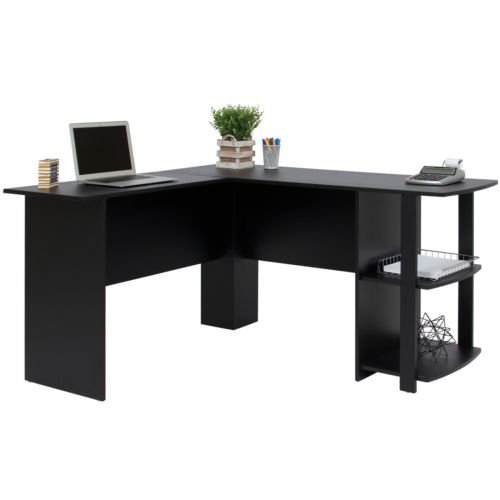Best Choice Products L-Shaped Corner Computer Office Desk Furniture- Black