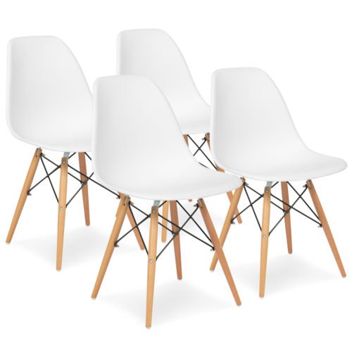Best Choice Products Set of 4 Eames Style Dining Chairs (White)