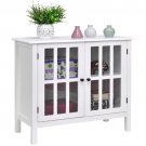 Storage Buffet Cabinet Glass Door Sideboard Console Table Server Display White