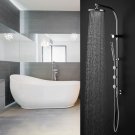 44"" Chrome Brass Rainfall Shower Panel Wall Mount w/Hand Shower&Massage Jets New