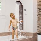 52"" Tempered Glass Shower Panel Rainfall with Massage Body Jets Hand Shower