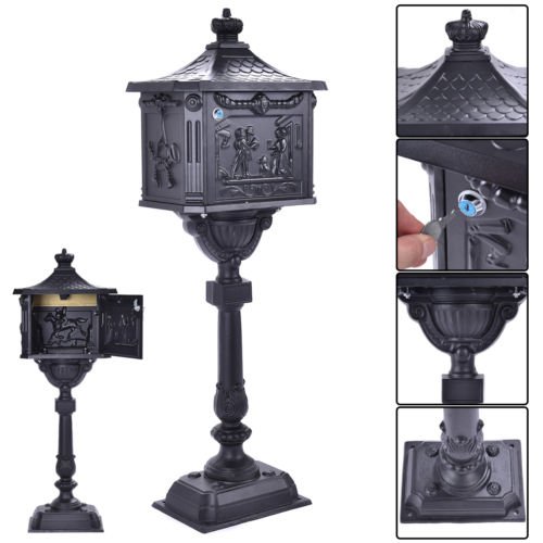 Mail Box Heavy Duty Mailbox Postal Box Security Cast Aluminum Vertical Pedestal