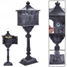 Mail Box Heavy Duty Mailbox Postal Box Security Cast Aluminum Vertical Pedestal