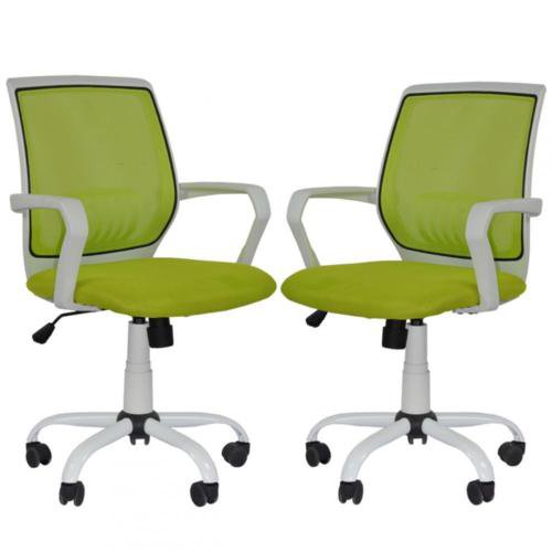 2(PCS) Mesh Computer Office Desk Task Mid Back Task Chair w/Metal Base H27 Green