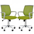 2(PCS) Mesh Computer Office Desk Task Mid Back Task Chair w/Metal Base H27 Green