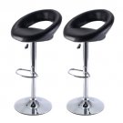 Set of 2 PU Leather Adjustable Swivel Bar Stool Hydraulic Chair Barstools Black