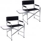 2PC Aluminum Folding Director's Chair with Side Table Camping Traveling GOPLUS