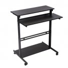 Black/White Home Office Adjustable Standing Desk Workstation w/Casters Tray 100