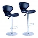 SET of 2 Bar Stools Black PU Leather Modern Hydraulic Swivel Dinning Chair B03