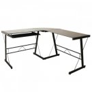 L-Shape Corner Computer Desk Glass Laptop Table Workstation Home Office L128