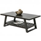Home Furniture Wood Coffee Table W/ Bottom Shelf- Dark Brown