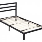 Metal Bed Frame Mattress Foundation Wooden Slat Support with Headboard 930T