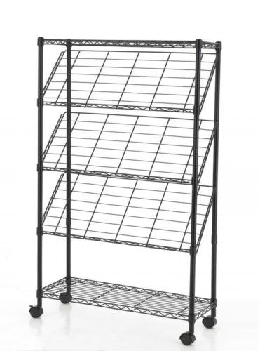 Black 4-Tier Magazine Show Rack Trade Show Literature Brochure Display M61