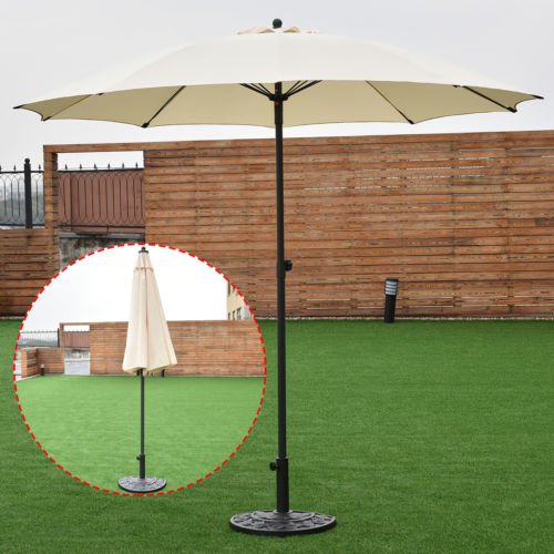 8.2Ft Height Adjustable Outdoor Patio Umbrella Market Sun Shade Beech Beige New