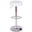 1 PC Bar Stool Round Leather Seat Chrome Leg Adjustable Hydraulic Swivel White