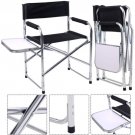 Aluminum Folding Director's Chair with Side Table Camping Traveling GOPLUS