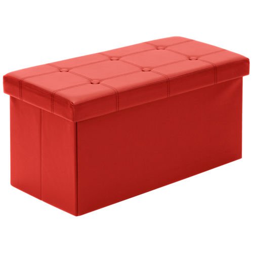Best Choice Products Large Leather Folding Storage Ottoman Bench (Red)