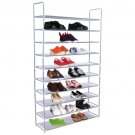 50 Pair 10 Tier Space Saving Storage Organizer Free Standing Shoe Tower Rack