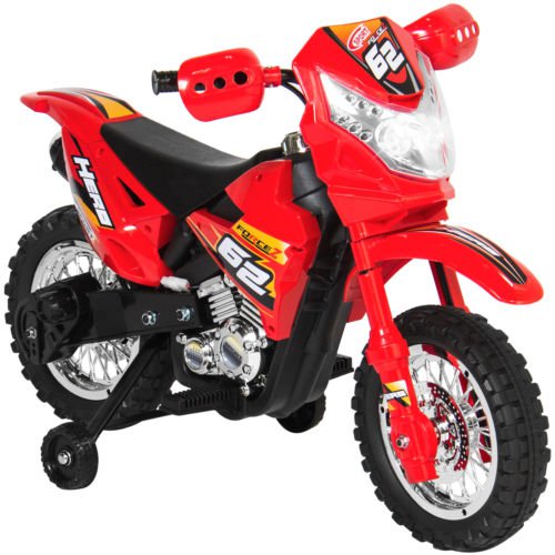 6V Electric Kids Ride On Motorcycle Dirt Bike W/ Training Wheels- Red