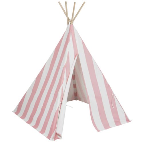 Indoor/Outdoor 6' Kid's Teepee Tent Playhouse W/ Carrying Case, White/Pink