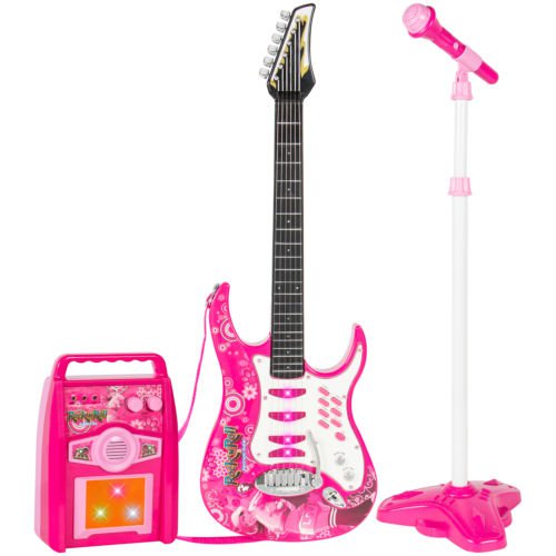 Best Choice Products Kids Electric Guitar Set MP3 Player, Microphone, Amp - Pink