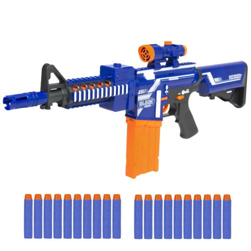 Kids Soft Foam Bullet Blaster Semi Automatic Toy Gun Distance Range 20 Darts