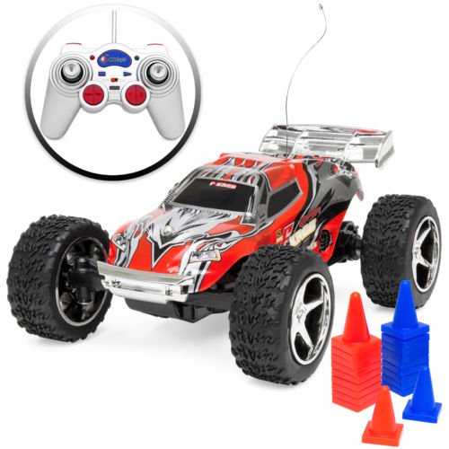 1/32 Scale 30km/h RC High Speed Mini Racing Toy Car w/ Rechargeable Battery-Red
