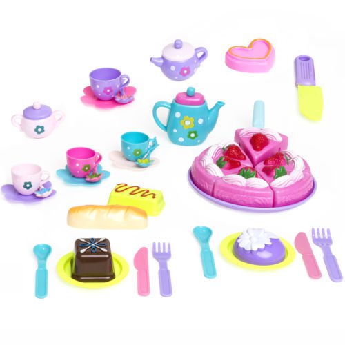 Best Choice Products 37-Piece Pretend Kitchen Cake Tea Foods Kids Party Playset
