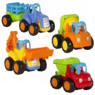 (Set of 4) Push and Go Friction Powered Car Toys,Tractor, Bull Dozer truck, More