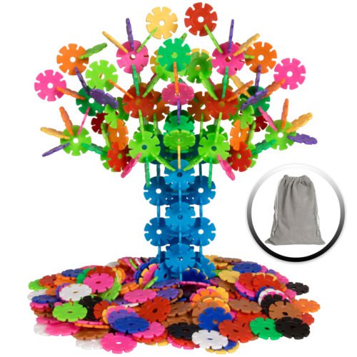Kids Educational STEM Toy 360-Piece Plastic Brain Building Block Disc Set W/ Bag