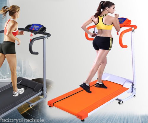 New 1100W Folding Electric Treadmill Portable Motorized Running Machine Orange